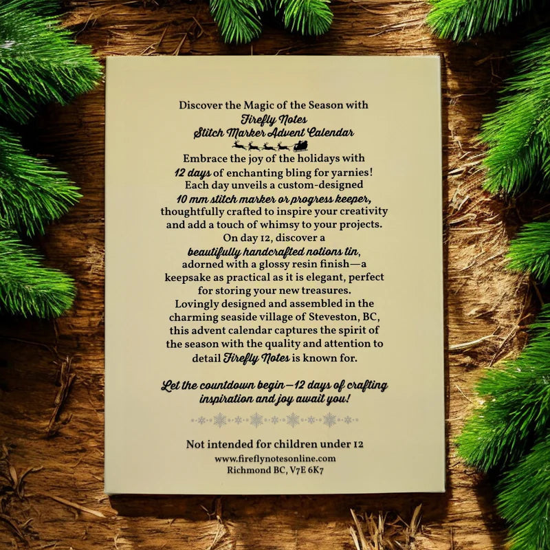 Firefly Notes 2025 Stitch Marker Advent Calendar – Nature Meets Nostalgia (12-Day Set)